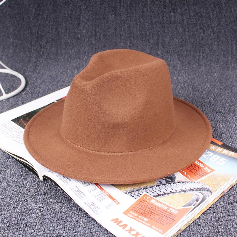 Seasonal Imitation Wool Big Edge Hat New Women'S Versatile Top Hat Outdoor Sunshade Woolen Basin Hat