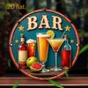 Retro Cm Metal Wall Art Vintage D Flat Bar Decor with Beer Cocktail Bottle Design Aluminum Sign for Pub