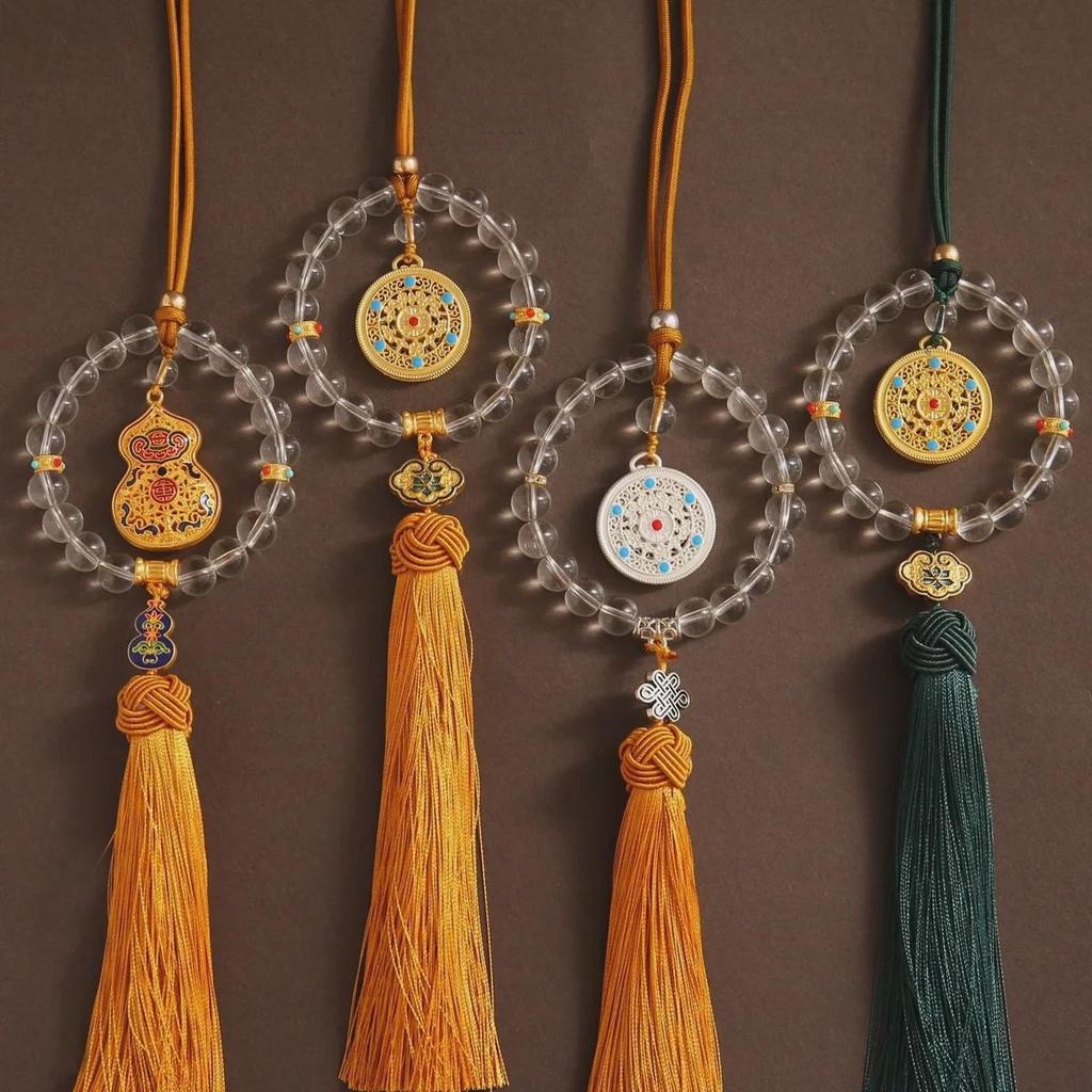 Slitinový přívěsek v čínském stylu s galvanickým pokovením pro auto s dutým designem starověkého kompasu