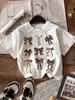 Girls Leopard Bow Graphic Print Short Sleeve T Shirt Round Neck Soft Casual Tops For Spring Summer