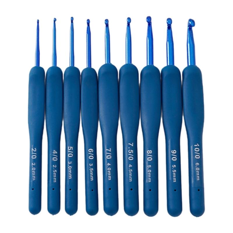 

9Pcs Ergonomic Crochet Hooks 9 Size Long Handle Crochet Hook for Beginner Knitting Sweater Scarves, Bag, Socks and Hat 1