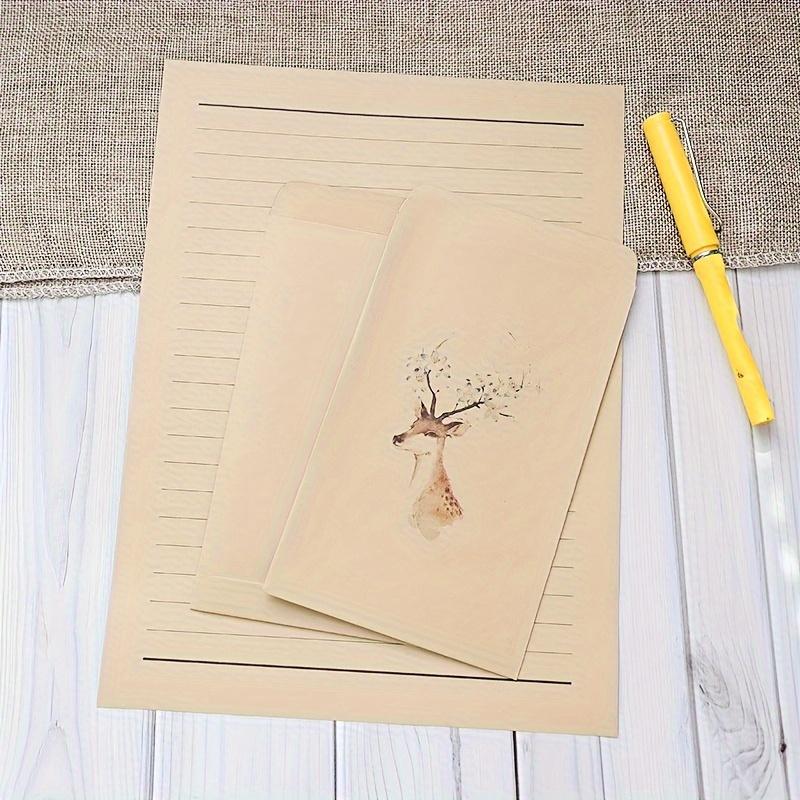 1 set/60 st BlommaHjort Kuvert Brevpapper Litterär Kreativ Kärleksbrev, Enkelt Tecknat Kuvert Brevpapper Set
