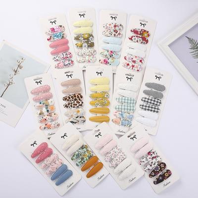 6pcs/set Korean Teardrop Hairpins for Baby Girl Sweet Princess Floral Fabric Hair Clip Bang Side Clip Baby Hair Accessories