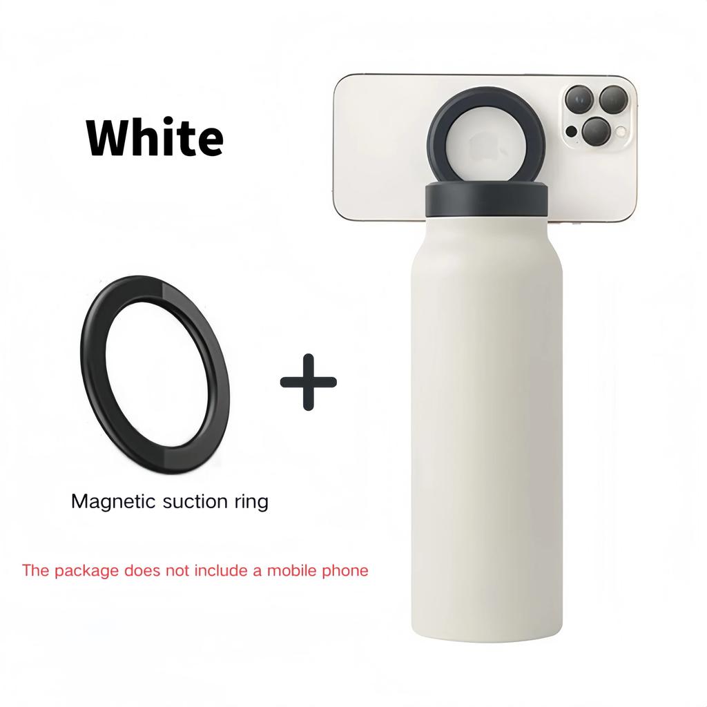 Garrafa de Água Esportiva de Aço Inoxidável Isolada 24 Oz Com Canudo Caneca de Água Isolada para Exterior Com Suporte Magnético para Telefone Garrafa Térmica