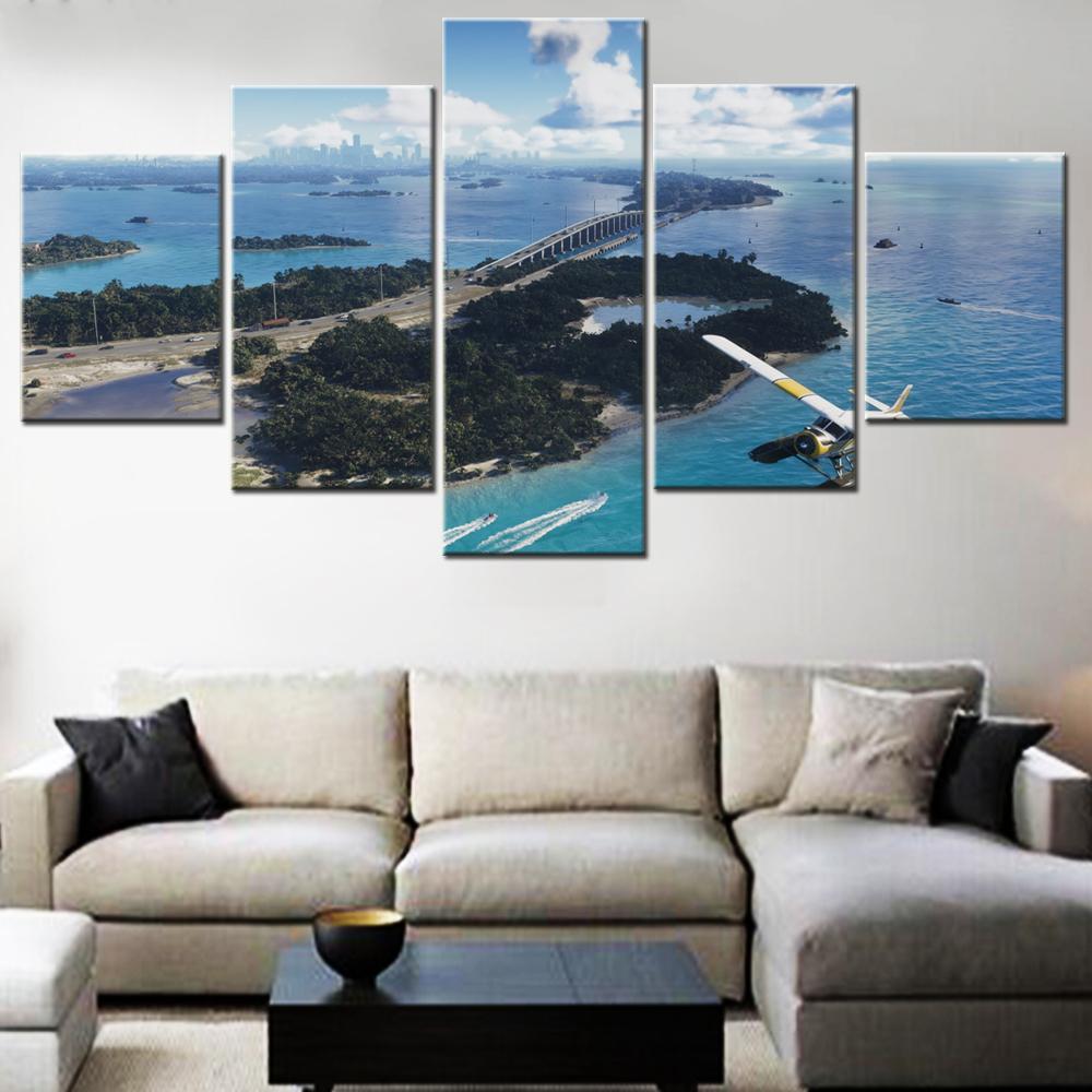 

5 Pieces Canvas Wall Arts Poster Painting Games Landscape Wallpaper Home Decor Picture Printing Interior Mural Living Room Arts 20X35 20X45 20X55CM
