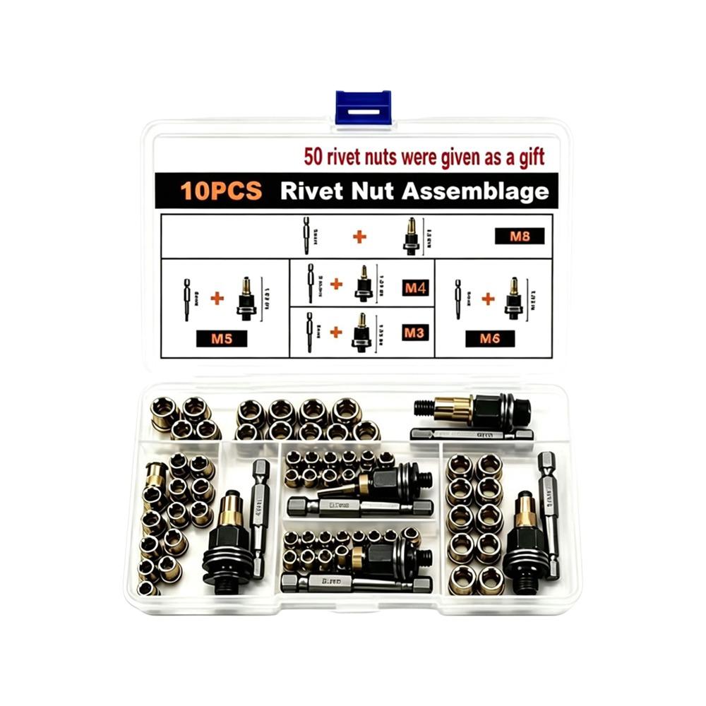60/70 PCS Threaded Rivnut Kit Rustproof Threaded Insert Tool Rivet Nut Tool DIY Work