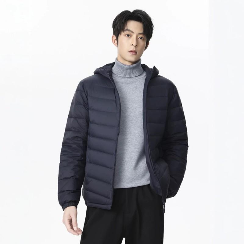 Mens 85% White Duck Down Lightweight Hooded Puffer Jacket Winter Casual Warm Coat