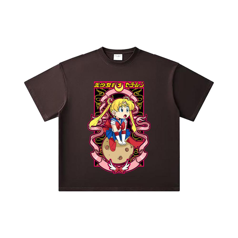 260 GSM Double Yarn 32 Count 100% Cotton Sailor Moon V10 Usagi Print Unisex Heavy Cotton T Shirt