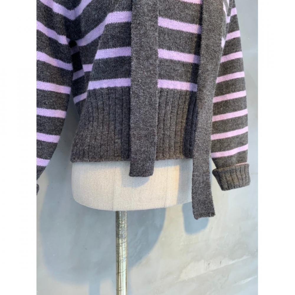 C S In The Room Stripe Square neCk Crop Knit SCarf Set