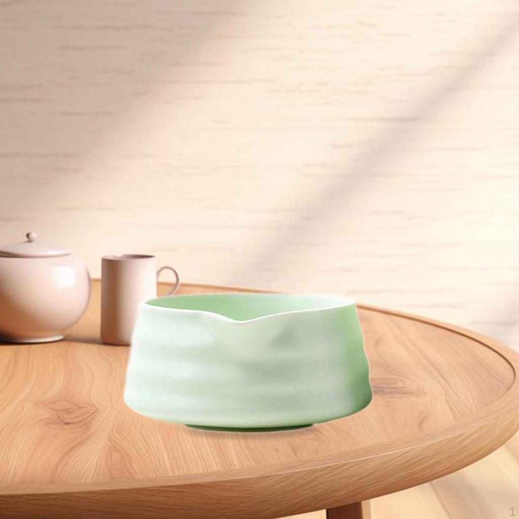 Ceramic Matcha Bowl Handcrafted Porcelain Tea with Pouring Spout for Friends Household