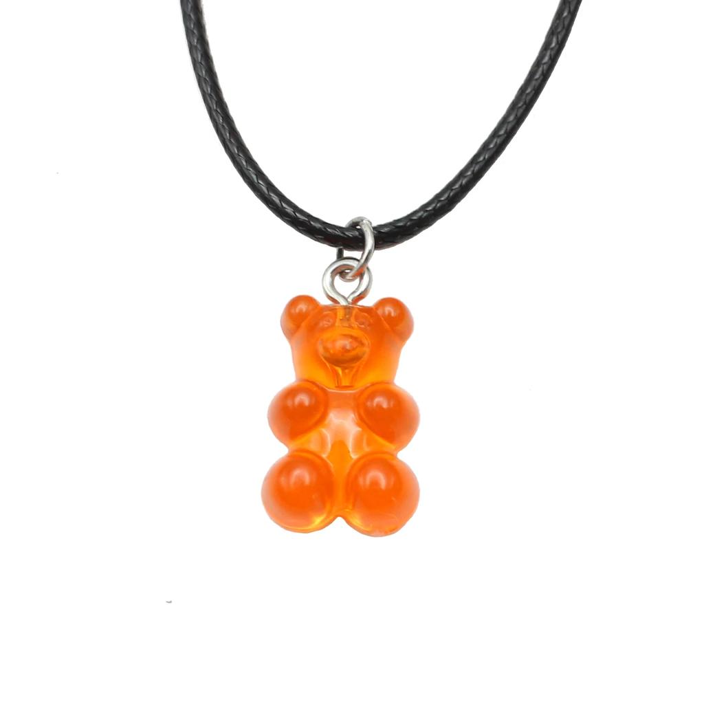 Handmade 11 Colors Candy Cartoon Bear Chokers Chain Necklaces Cute Jelly Pendant For Women&Girl Daily Jewelry Party Gifts