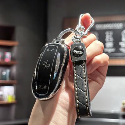 Car Key Fob Cover with Keychain for Tesla Model X Auto Remote Shell Fob Holder Protector Accessories