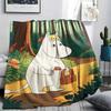 Moomin Printed Flannel Blanket, Soft Throw for Bedroom Sofa, Washable, Fan Merchandise, Great Gift.