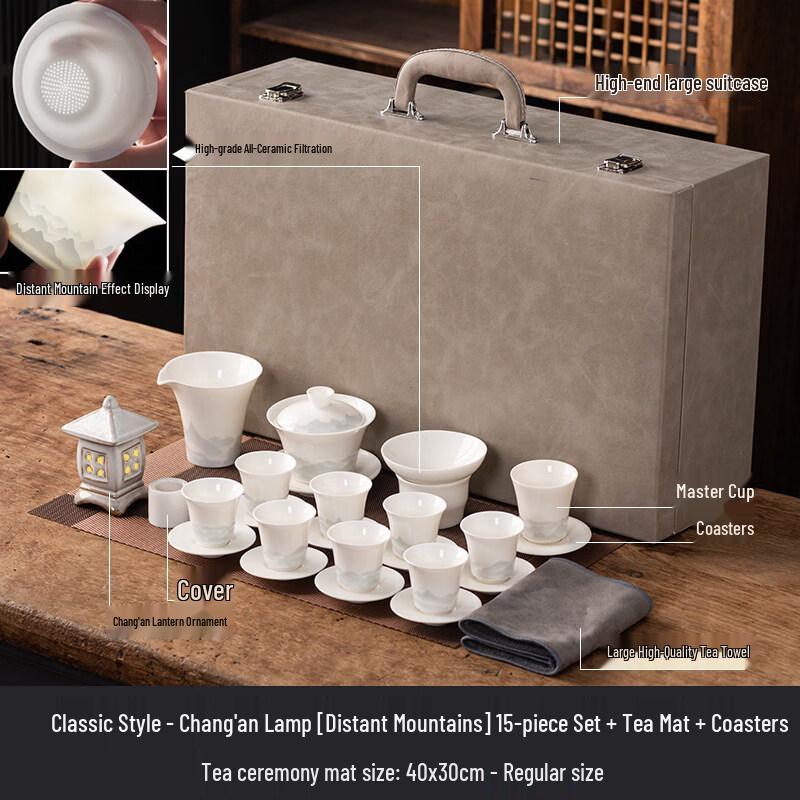 Ru Han Light Luxury Ceramic Gaiwan Tea Set