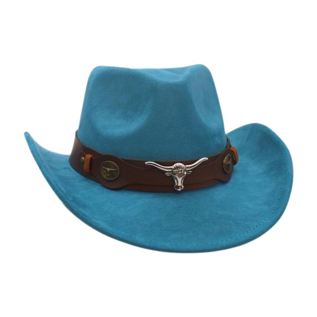 Ethnic Style Western Cowboy Hat Stage Jazz Hat Brown Ox Head Suede Top Hat