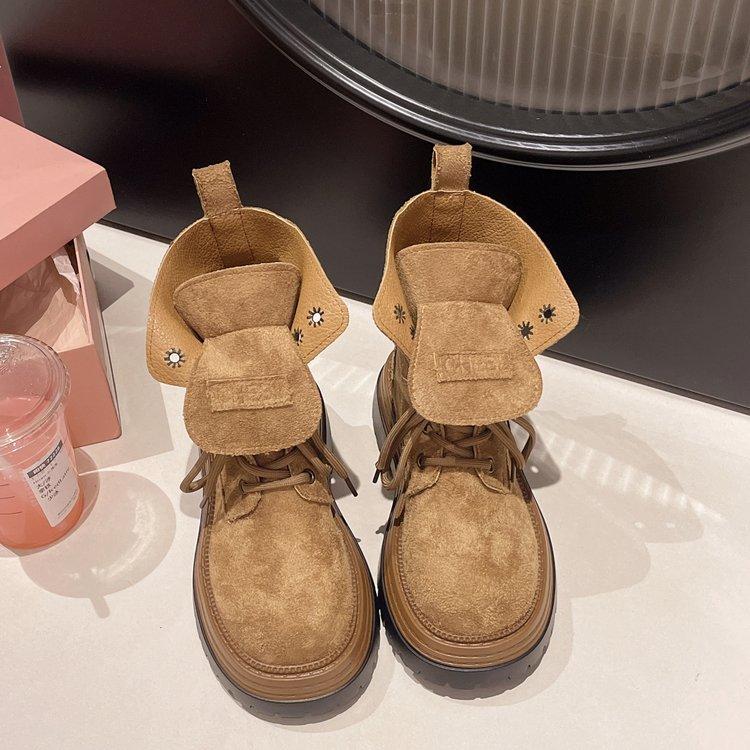Cowhide version Martin boots women's 2025 new autumn British versatile and thin thick soles increase height small short boots women