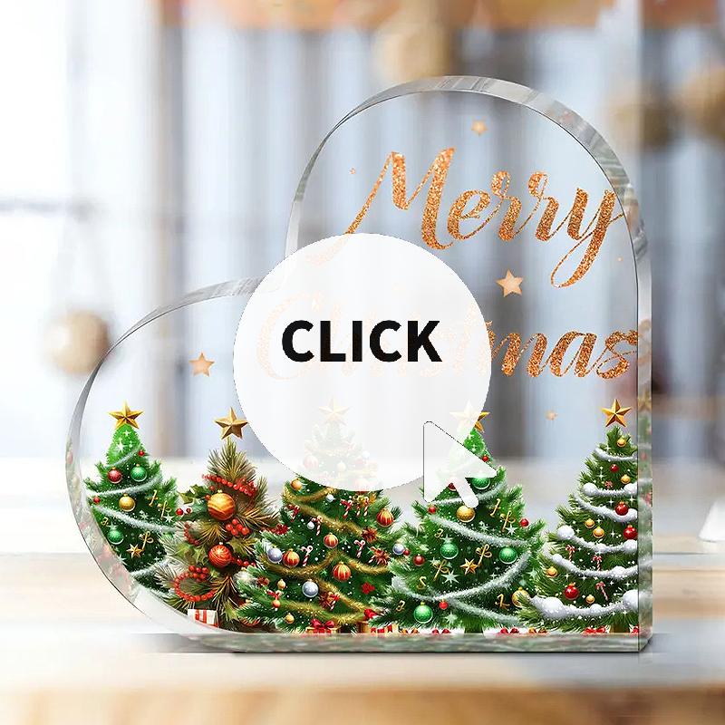 Christmas Atmosphere Heart Acrylic Ornament Desktop Decoration Transparent Stand
