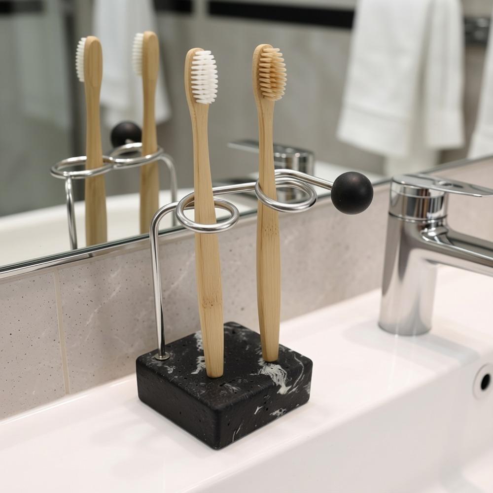 Edelstahlhalter Minimalistischer Zahnbürstenhalter Harzbasis Zahnbürsten-Aufbewahrungsständer Hotel