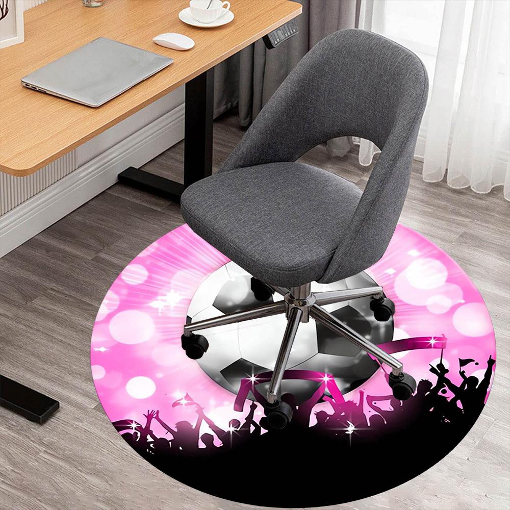 1pc Soccer Ball Celebration Round Chair mat Area Rug - Non-Slip, Floor Mat for Office, Bedroom, home decor Christmas Gift p0811074