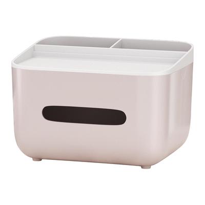 Desktop Tissue Box Remote Control Holder 2 Grids Multifunctional Napkin Box for Living Room