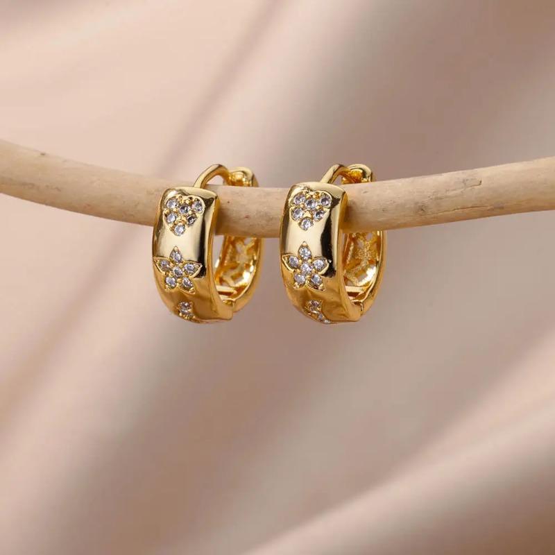Stainless Steel Star Earings For Women 2024 Trend New In Luxury Gold Color Hoop Earrings Ear Jewelry Gift Pendientes Mujer