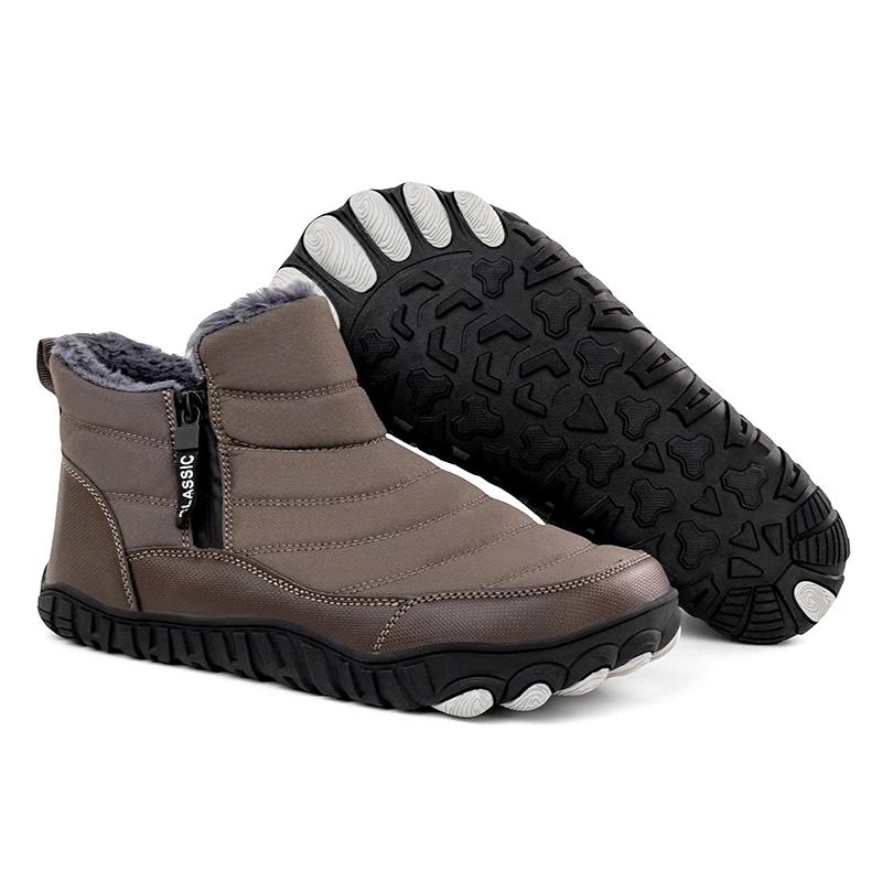 Winter Mens Ankle Snow Boots Men With Zipper Snow Shoes Non Slip Plush Warm Cotton Shoes Snowboots Size 39-46 39 серый 7080₽