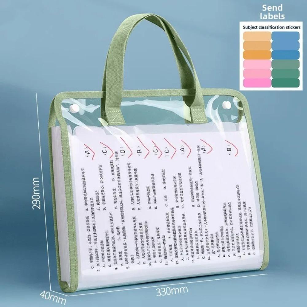 New 13-Pockets Accordion File Folder Flip Design Transparent File Folder Large Capacity Waterproof File Bag For School Office
