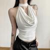 Gilet sottile da donna con scollo all'americana, tinta unita, semplice, casual, tutto abbinato, fresco, sicuro di sé, sexy, bello, da strada, estivo