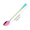 4Pcs Stainless Steel Long Handled Spoon Set Shiny Stirring Coffee Dessert Spoon Suitable for Milk Tea Juice Milkshakes Ice Cream