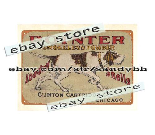 

Clinton Cartridge ammunition hunting shooting Pointer dog metal tin signAluminum 20x30cm（7.8x11.8inch）