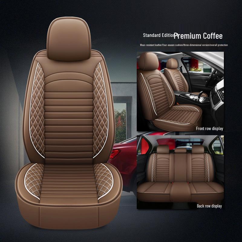 Universal Leather Car Seat Cushion - Five-Seater, Four Seasons, Full Coverage, Comfortable Style.