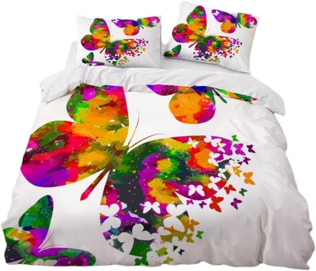 Butterfly Bedding Set Beautiful Colourful Butterflies 3D Prints Duvet Cover Scandinavian Queen Double Comforter Set Girl Gift