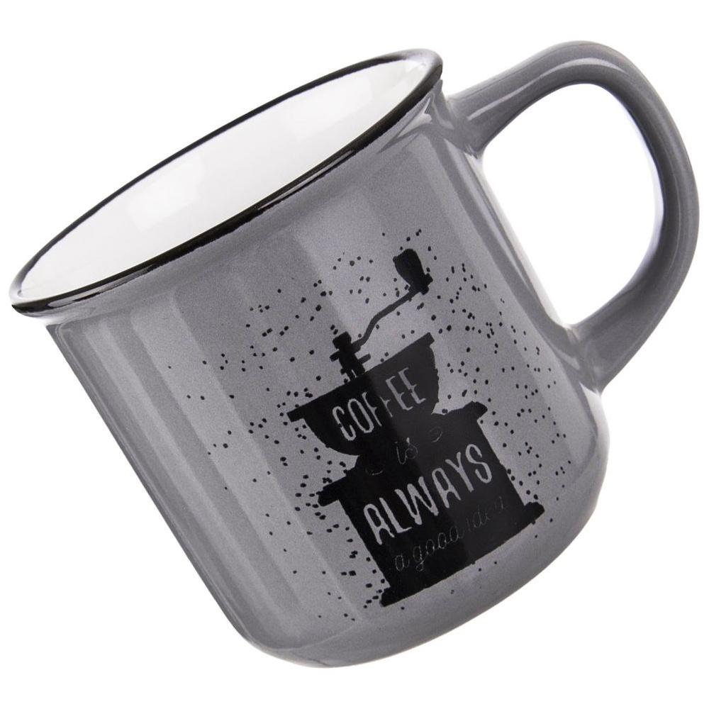 Kubek Ceramiczny do Picia Kawy Herbaty Ziół Napojów Szary 370 ml