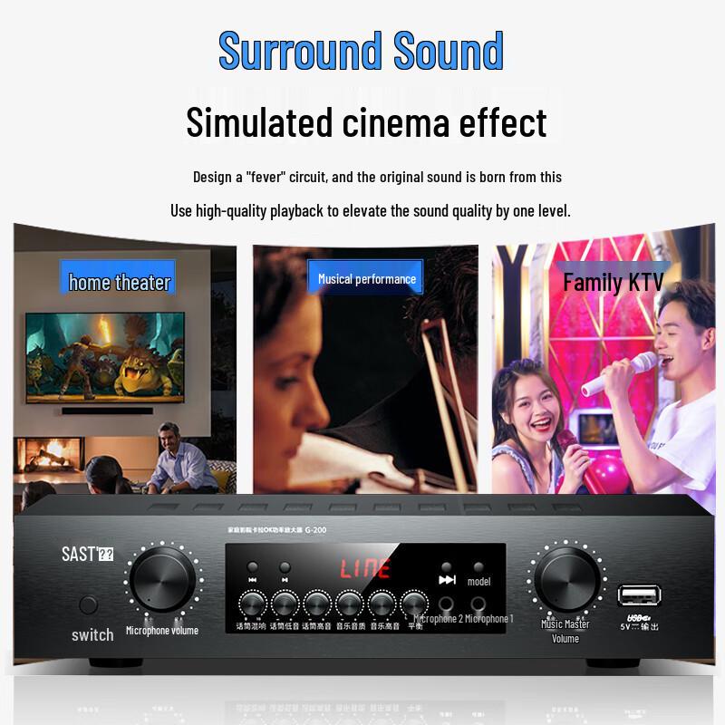 SAST G-200 5.1 Channel Home Theater Amplifier with Bluetooth CN plug (adapter included)