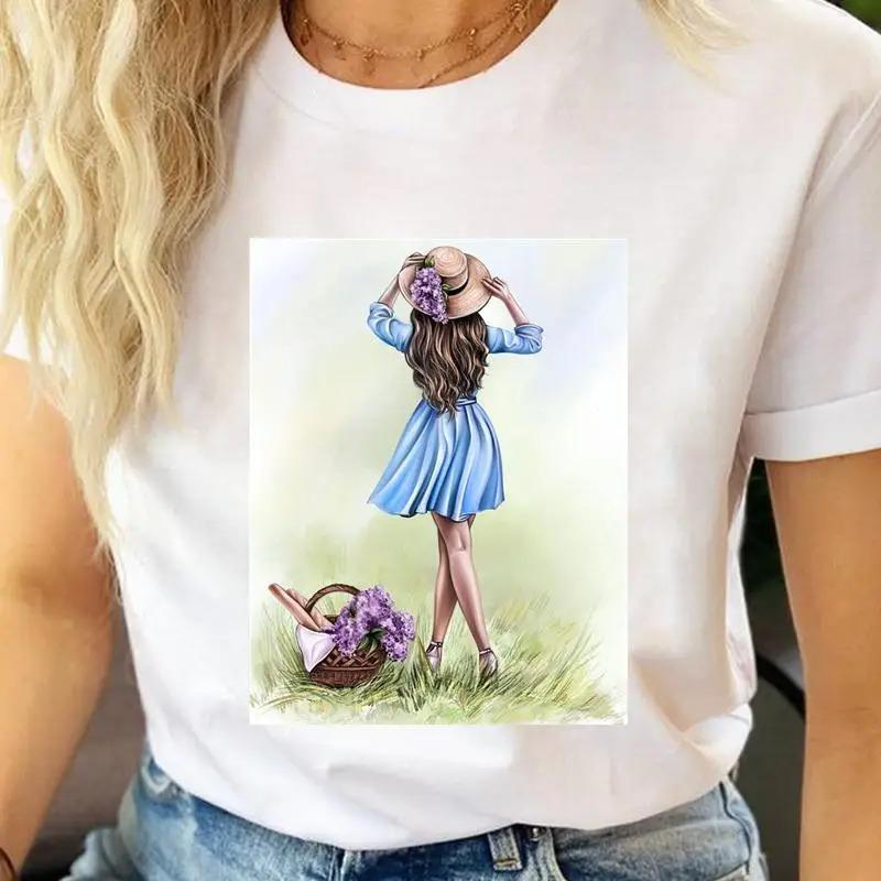 Beauty Flower Graphic Streetwear Fashion Girls TShirts Harajuku Y2K Clothes Short Sleeve Summer Tee Casual FeUnisex ONeck Tops