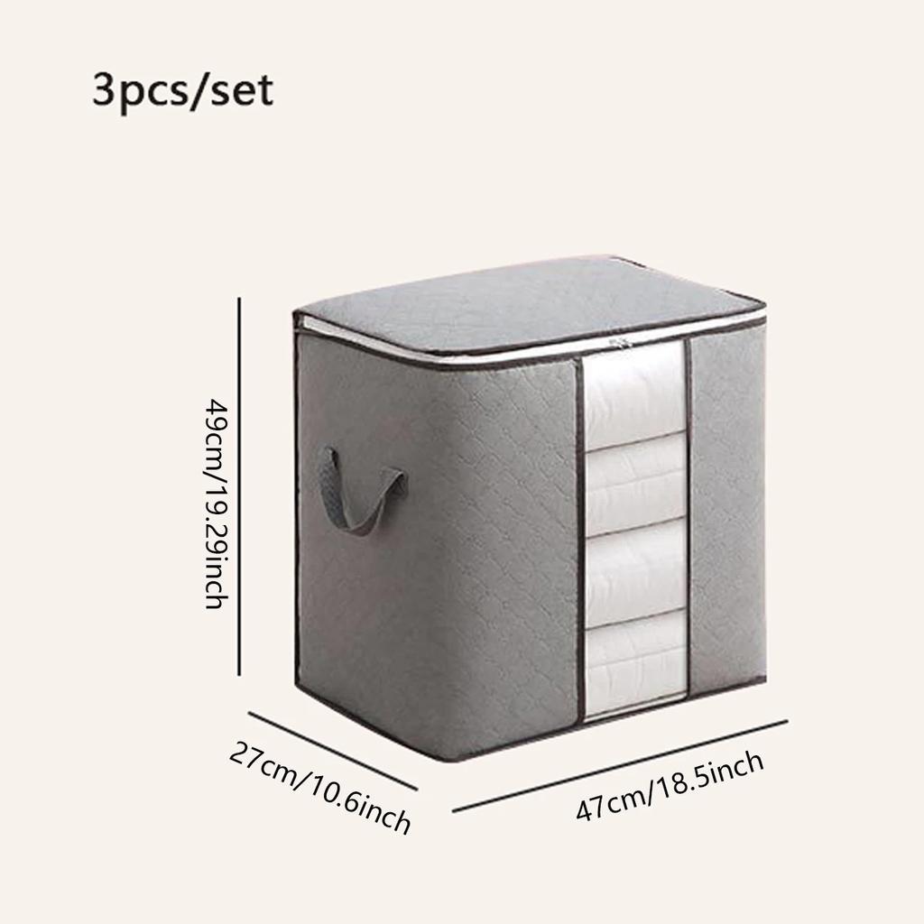 1/3pcs Extra Large Handle Storage Bag - Portable Clothing and Quilt Organizing Bag with Window, Durable Polyester Material