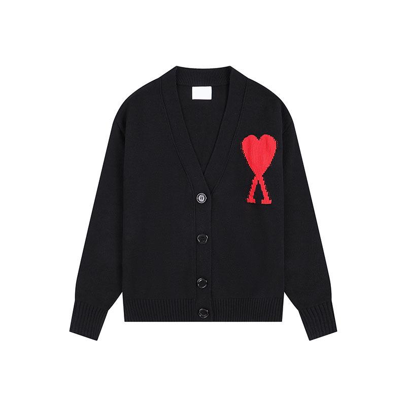 Klassischer Strick-Cardigan mit Herz-Stickerei - Unisex Lockerer Pullover