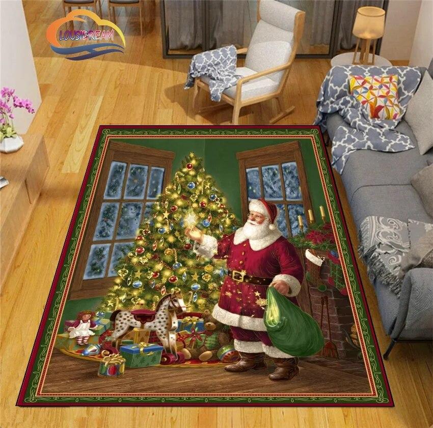 3D Printed Christmas Floor Mats Carpet  Santa  Fashion Bedroom Mat Living Room Office Children  Home Decor