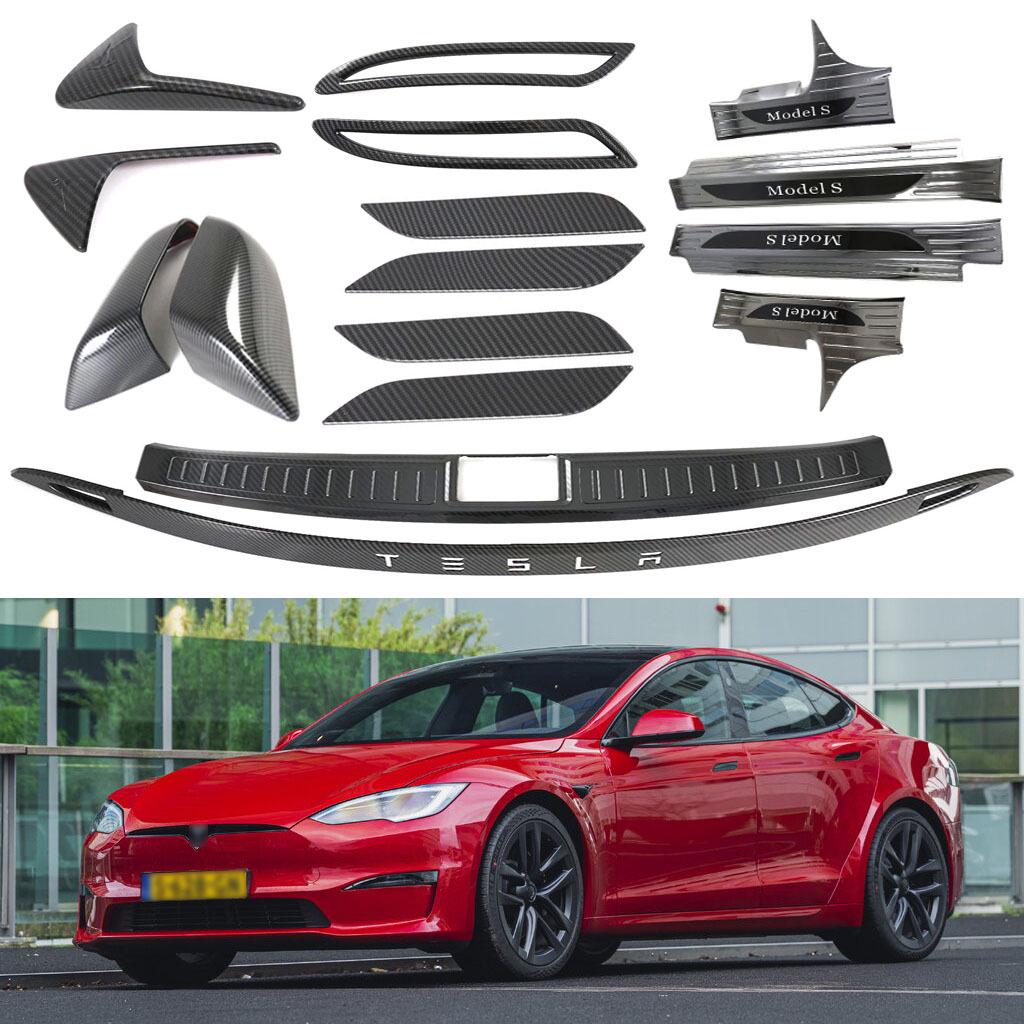 Compatible Accessories for Tesla Model S: Rearview Mirror Handle, Rear Fog Light, Rear Guard Plate, Sill Strip, and More