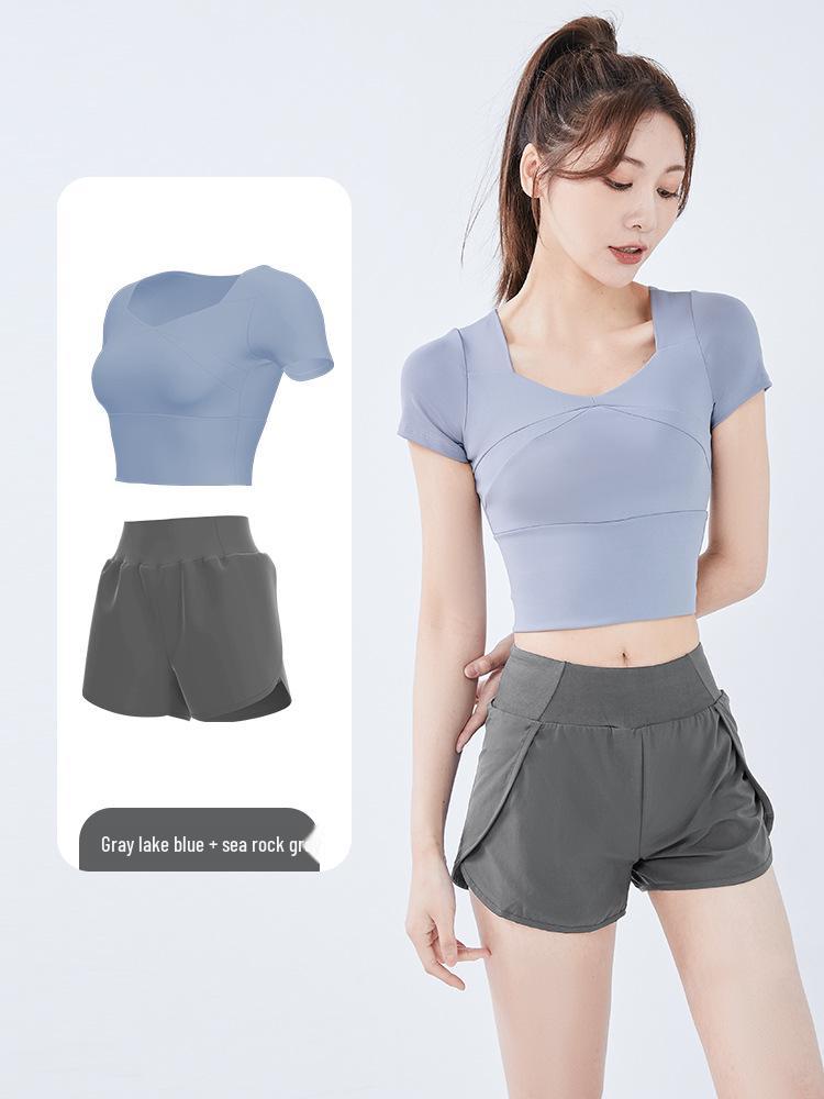 Women's Quick-Dry Summer Yoga & Fitness Two-Piece Set - Casual Sportswear Plus Size Short Sleeve
