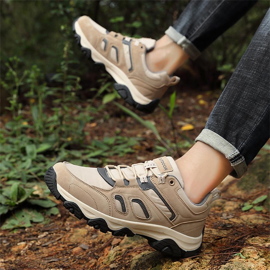 Fashion New Men Outdoor Mountaineering Shoes Comfortable Thick Soled PU Sneakers Hiking Wear Resistant Casual Travel Shoes Zapatillas