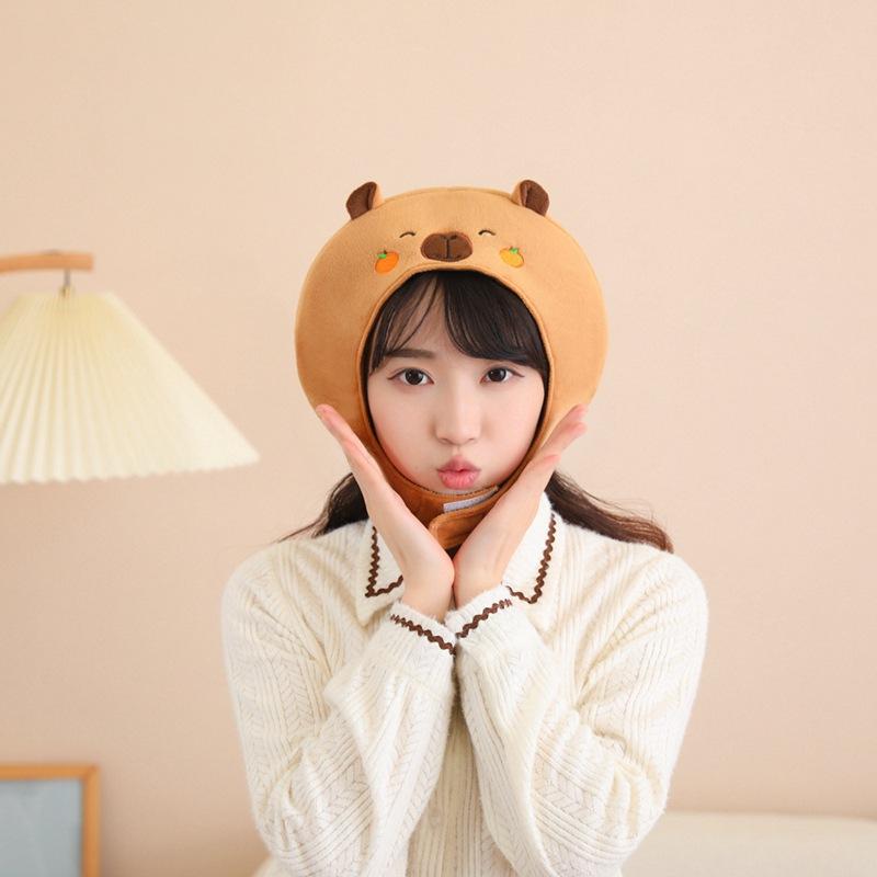 

Короткий оранжевый капюшон капибары, реквизит для фото, мультяшный капюшон, реквизит для выступлений 32*23CM0.1kg