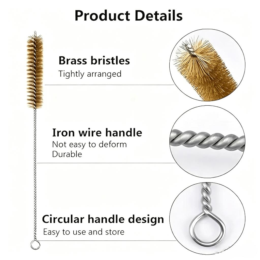 1pcs Copper Bristles Pipe Cleaner Brush Versatile Metal Wire Brush Flexible for Cylinder Bores Cleaning Accessories Reusable