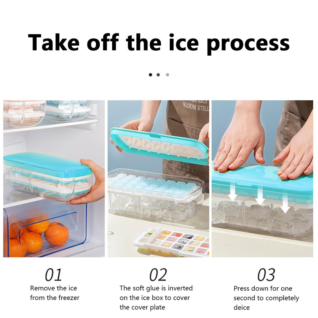 2/1 Tier Ice Cube Tray PET Ice Cube Mold With Lid DIY Ice Cube Maker Summer Relieve Hot Ice Cubes Storage Box Fruit Jello Mold