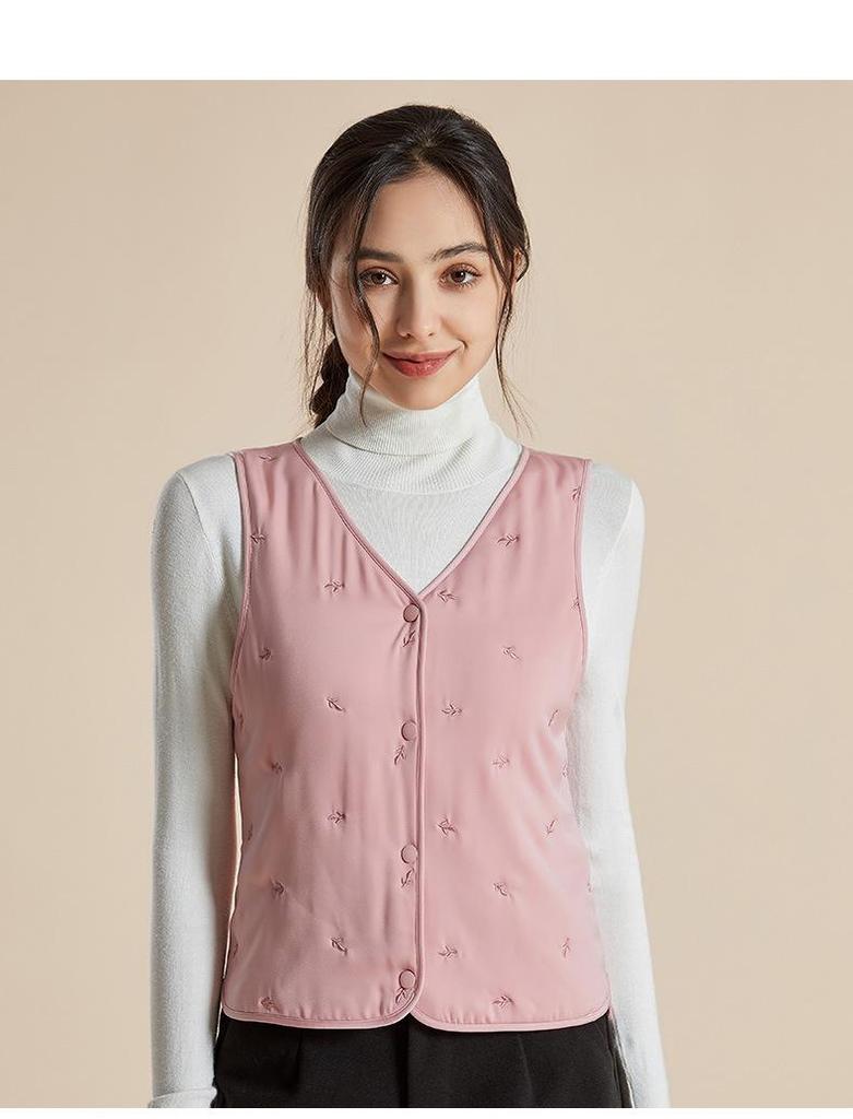 Haosangyuan Warm Mulberry Silk Embroidered Vest for Autumn and Winter