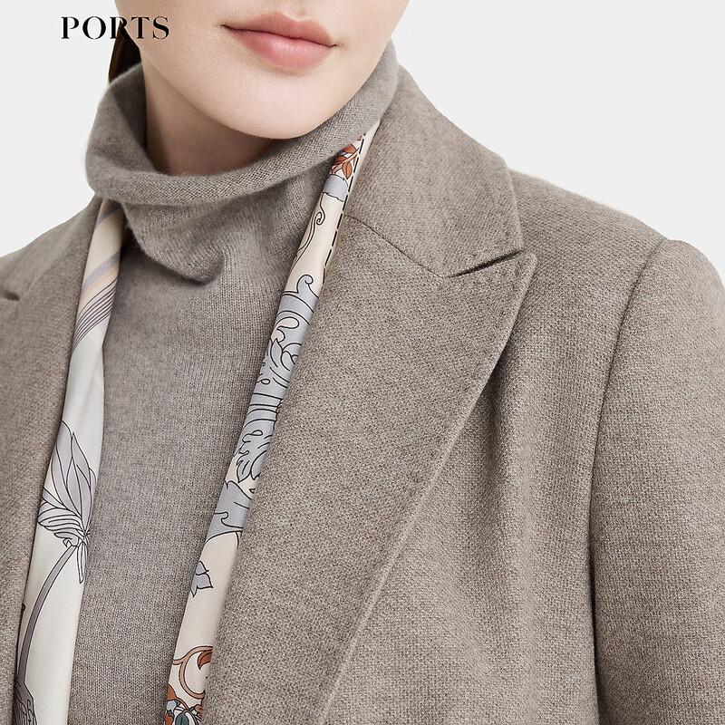 Ports Women's Elegant Double-Breasted Belted Coat