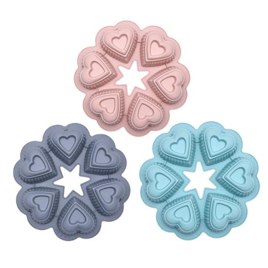 Silicone Cake Mold 3 Pcs Set Heart Shaped Cake Pan Non-Stick Easy to Clean Oven Microwave Freezer Dishwasher Safe