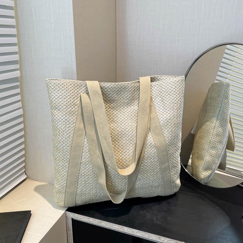 

Универсальная пляжная сумка-тоут большой вместимости в пасторальном стиле, женская, с индивидуальным характером, повседневная и легкая, однотонная, иностранная на плечо хаки