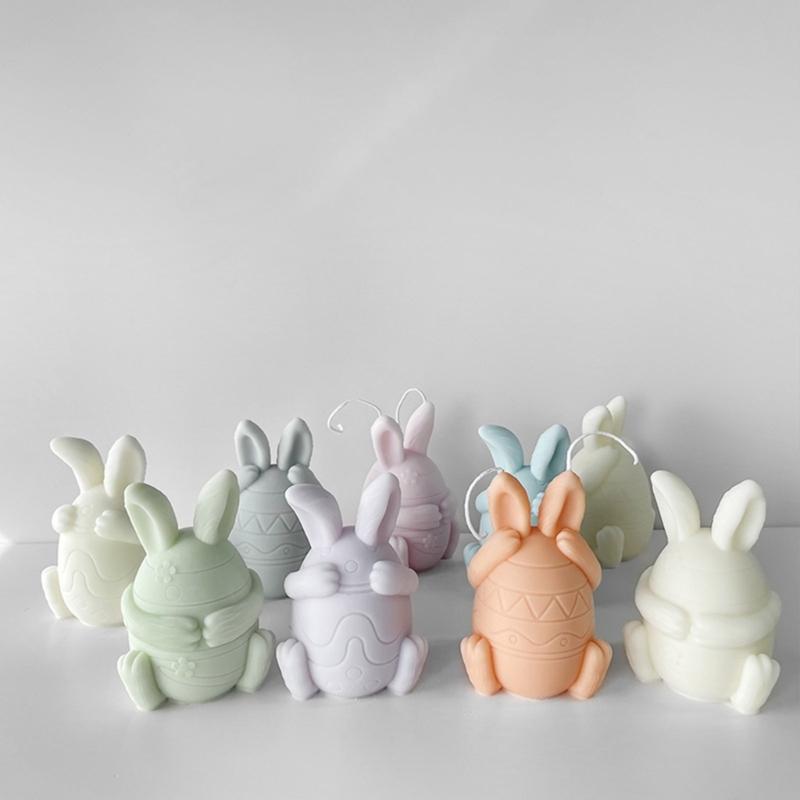 Face-less Rabbit Candle Mold Diy Cover Your Eyes Mouth and Ears Rabbit Aromatherapy Candle Gypsum Incense Stone Mold