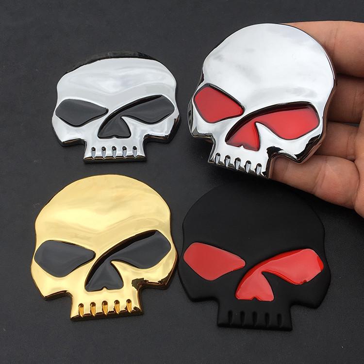 Metal Skull Car Emblem Sticker for Hood, Tail, and Body Modification